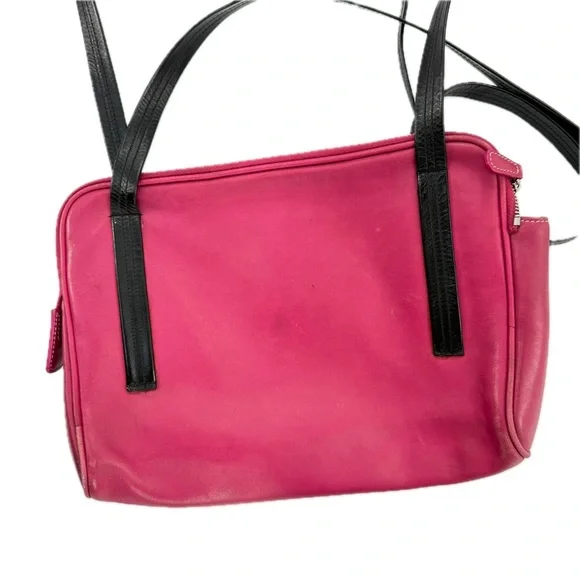 Coach Leatherware Berry & Black Leather Messenger Travel Bag Style 5068 Vintage - Picture 8 of 17